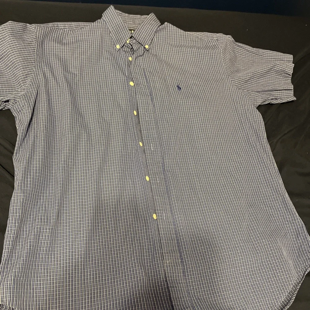 Polo Ralph Lauren Blake Short Sleeve Button Down‎ Blue/White Check/Gingham Sz. L